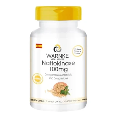 Imagen de Nattokinase 100mg 2000 FU enzimas altamente dosificados vegan 250 comprimidos Warnke Vitalstoffe Calidad de farmacia alemana