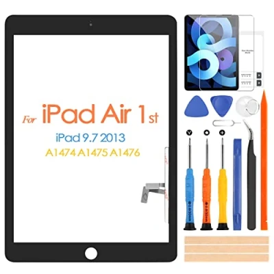 Imagen de Pantalla Táctil Digitalizador para iPad Air 1st 5, iPad5 9.7 A1474 A1475 A1476, Frontal, Incluye Herramientas de Reparación, sin Botón Inicio (NO LCD) (Negro)