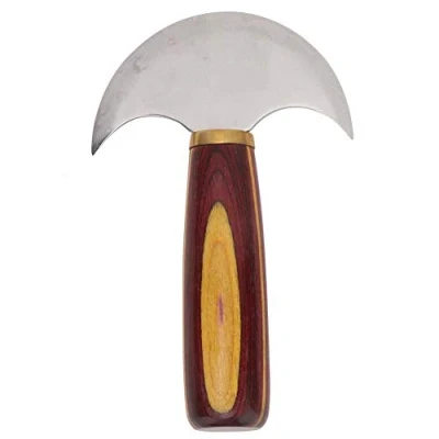 Imagen de Cuchillo de cabeza redonda cuero Manija madera Delantera acero Herramienta corrección Leathercraft DIY(S)