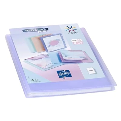 Imagen de Viquel Protector de documentos personalizable Encuadernación A4 Portavistas 60 vistas (30 bolsas) Propysoft Fundas transparentes y lisas Morado translúcido