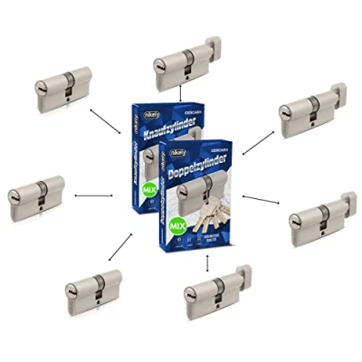 Imagen de GERCAR 7x cilindro de cerradura/cerradura barril perfil o pomo MIX 60/70/80/90 mm combinación libre diferentes tamaños con la misma llave 35 llaves sistema OKS