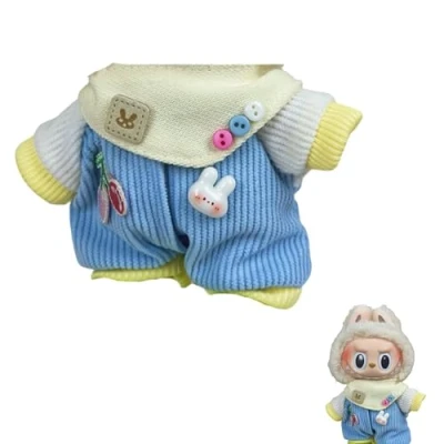 Imagen de MAGIC SELECT Ropa de Muñeca Compatible con Labubu Peluche 17cm. Conjunto y Accesorios, Peto Azul una Bandana Amarilla (Peluche no Incluido).