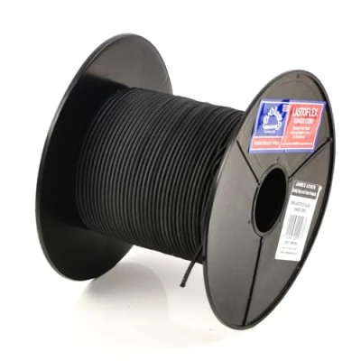 Imagen de EVERLASTO Cable elástico Lasoflex de 3 mm, Color Negro, Caucho, 3mm x 100M, 100