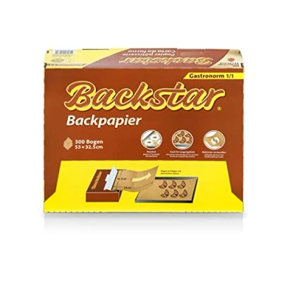 Imagen de Papel de horno Backstar, 300 hojas profesionales, Gastronorm 1/1; 53 x 32,5 cm