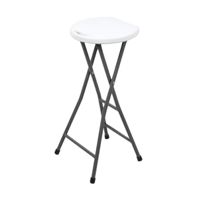 Imagen de Taburete de bar plegable con estructura metal, capacidad carga 100 kg 70 x 27 cm metal asiento plástico Silla para y mostrador sin respaldo