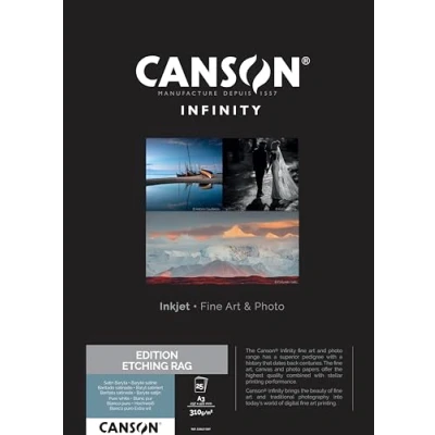 Imagen de Canson Infinity Edition Etching Rag, Digital Art Reproduction, Suave, 310g, Hoja, A3 29,7x42cm, Blanco puro, 25 Hojas