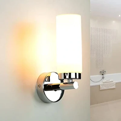 Imagen de Licht Erlebnisse aplique estrecho baño, baño pared, en cromo, metal, cristal, luz espejo, bajo deslumbramiento, E14, H:22 cm, difusa, lámpara