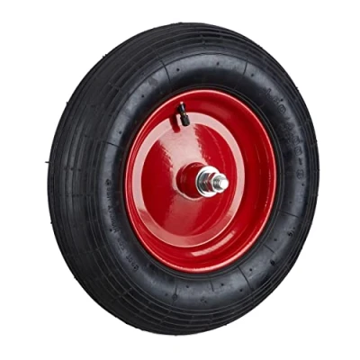 Imagen de Rueda de carretilla Relaxdays 10022854 4,80 4,00 8 eje neumático repuesto (hasta 2,4 bar) con carga máxima 200 kg, negro/rojo