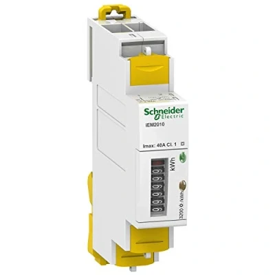 Imagen de Schneider Electric A9MEM2010 iEM2010 Contador de Energía Electromecánico, 1 Fase, 230V, 40A, Impulso, Blanco