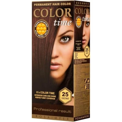 Imagen de Color Time Tinte Permanente en Gel Castaño 25 Enriquecido con Jalea Real y Vitamina C Coloracion para el Cabello I 100 ML