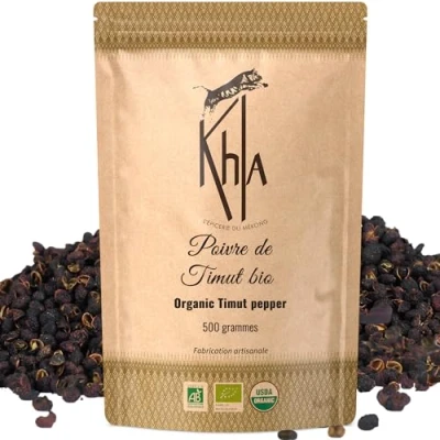 Imagen de Khla Pimienta de Timut 500 g Certificada Orgánica Granos Bayas Timur Pomelo Entera Especia del Productor Directo Sichuan Himalaya Origen Nepal