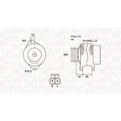 Imagen de MAGNETI MARELLI 063731530010 Alternador 12V 80A FORD: Ranger Mk2, MAZDA: Serie B Pick up