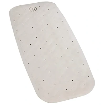 Imagen de Maximex Alfombrilla de baño caucho natural, beige, 37 x 90 cm, lavable a máquina 40 C, con ventosas en la parte inferior, dimensiones (ancho alto fondo): 1,6 cm