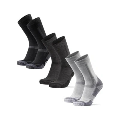 Imagen de DANISH ENDURANCE Calcetines Antiampollas Senderismo, Lana Merino Transpirable, Hombre y Mujer, 3 Pack, Multicolor (1xNegro, 1xGris Claro, Oscuro/Negro), 35 38