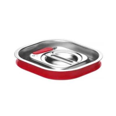 Imagen de HENDI Tapa para recipientes GN 1/6, con borde de silicona y válvula liberación vacío, cierre hermético, resistente a temperaturas 40 300C, 176x162mm, acero inoxidable