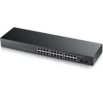 Imagen de Zyxel Switch Gigabit de 24 puertos Gestión inteligente Montaje en rack y sin ventilador VLAN, IGMP, QoS Garantía por vida [GS1900 24]