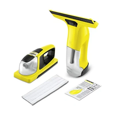 Imagen de Kärcher Window Vac WV 6 Plus Limpiadora de ventanas y cristales a batería con paño KV 4, duración 100 min, cargador rápido, botella pulverizadora, detergente concentrado 20 ml