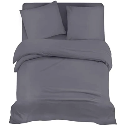 Imagen de Utopia Bedding Funda nordica 200x200cm, Sabana Bajera 140x200cm y Fundas Almohada 80x80cm edredon Cama 140 Juego de Microfibra cepillada Suave (Gris)