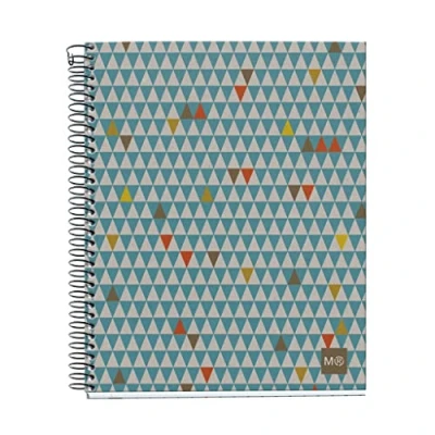 Imagen de Miquelrius Cuaderno Libreta Notebook 100% Reciclado, 4 Franjas de Colores, A5, 120 Hojas Cuadriculadas 5 mm, Papel 80 g, 2 Taladros, Cubierta Cartón Diseño Eco Triangles