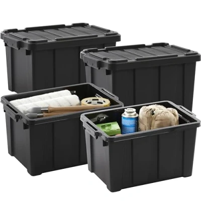 Imagen de Iris Ohyama 4 Cajas de Organización Alta Resistencia, 21L, Rojo, Compacto, Duradero, Apilable, para Garaje, Estantes, Mudanza, Plástico, Utilidad, Herramientas, DDSKT 210