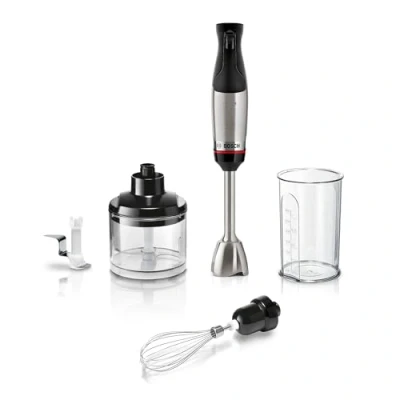 Imagen de MIXEUR MULTIFONCTIONS 1000W PIED INOX MINI HACHOIR FOUET GOBELET NOIR I BOSCH MSM6M622