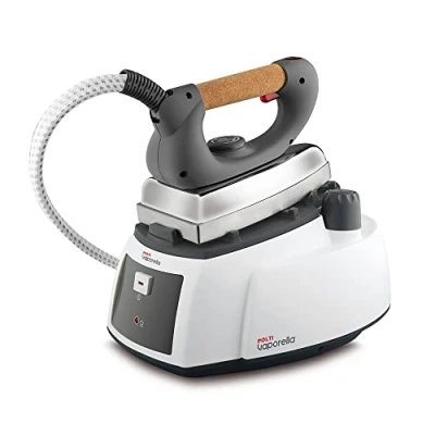 Imagen de Polti Vaporella 505 Pro, Centro de Planchado a Vapor con Caldera y Tapón Seguridad, Presión Máx. 3,5 Bar, Potencia 1750 W, Depósito 0,9 L, Mango Corcho Transpirable, Blanco Gris