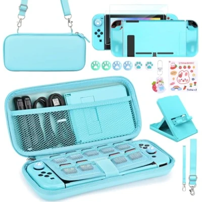 Imagen de Younik Paquete de Accesorios para Switch, 17 en 1 Kit Incluye Funda Transporte Soporte Ajustable, Protectora la Consola Switch y J con
