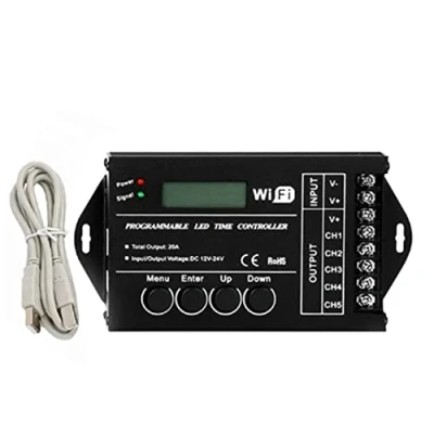Imagen de iFutniew DC 12V 24V WiFi RGB controlador LED programable TC421 5 canales 20A ánodo común tira reguladora