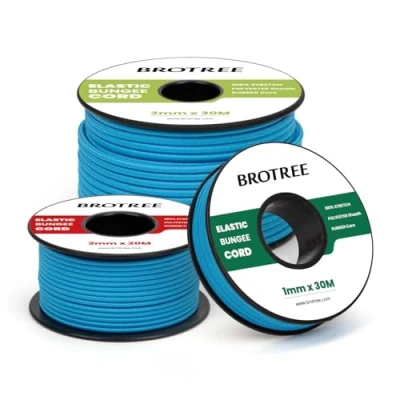 Imagen de Brotree Cuerda Elástica 2mm x 30m Hilo Elastico de Goma para Bricolaje, Manualidades, Costura, Abalorios, Pulseras y Tienda Azul
