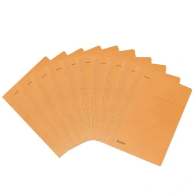 Imagen de Falken Juego de 100 carpetas recicladas, DIN A4, color naranja, fabricadas en Alemania, azul, ideal para la escuela y universidad