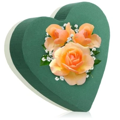 Imagen de com four® Espuma Floral para arreglos Florales en Forma de corazón Flores Frescas Esponja Manualidades Bodas, Pascua y cumpleaños (01 Pieza corazón)
