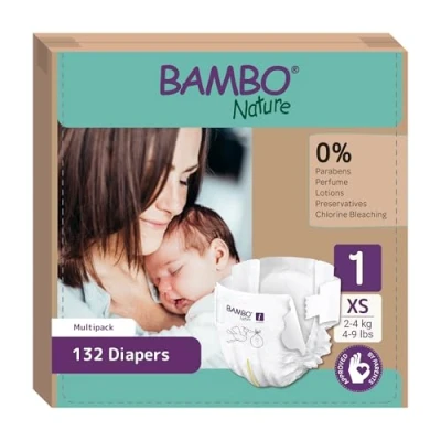 Imagen de Pañales Bambo Nature talla 1 2 a 4 kg (Pack 6 x 22 Un)