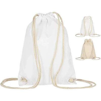 Imagen de ELES VIDA bolsa de deporte algodón, 21 x 29 cm, tela, yute, con certificado Öko Tex®, para hombre y mujer, el gimnasio, Blanco, cm