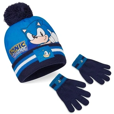 Imagen de SONIC THE HEDGEHOG Set de bufanda, Gorro y Guantes para Niños (Azul 2 Piezas)