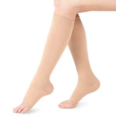 Imagen de 1 Par Calcetines de Compresión para Mujeres y Hombres,20 30 mmHg Medias Edema Punta Abierta Running Deporte, Volar, Viajes, Varicosas, Enfermeras