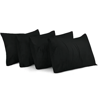 Imagen de Utopia Bedding Funda De Almohada Suave Microfibra Cepillada 100% Poliéster 50 x 80 cm, Juego 4, Fundas Resistentes Al Encogimiento y a La Decoloración Negro