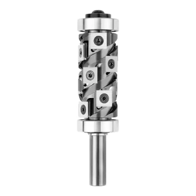 Imagen de SpeTool Up&amp;Down Espiral Fresa Copiadora Fresas de Enrasar 12mm Diámetro del Vástago a Ras Compresión 32mm Corte Ranura en para Madera con Doble Rodamiento Bolas