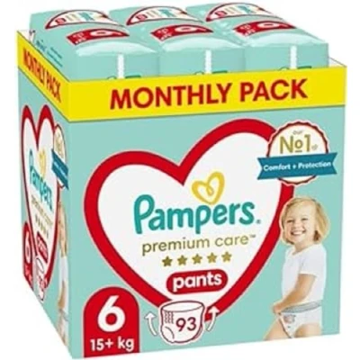 Imagen de Pampers Pack de 93 unidades, mejor protección y comodidad los pantalones, tamaño 6 (15 kg) en pañales fáciles poner