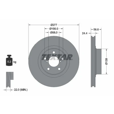 Imagen de TEXTAR PRO 92094603 Disco de freno 277 24 05/07 100 ventilación interna revestido sin perno sujeción rueda, buje rueda