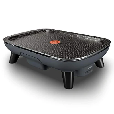 Imagen de Tefal Des Saveurs Plancha eléctrica Revestimiento Antiadherente Titanium Force Tecnología Thermo Spot Termostato Ajustable Placa extraíble Apta para lavavajillas, Titanio, Negro