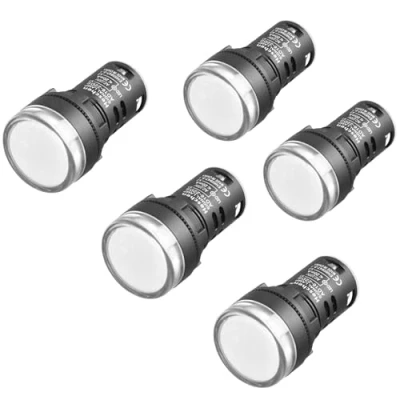 Imagen de Heschen Piloto indicador LED de 22 mm AD16 22D/S 220 V CA 20 mA color luz blanca, paquete 5