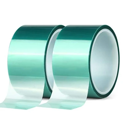 Imagen de 2 rollos de cinta poliéster alta temperatura, PET con adhesivo silicona, ideal para pintura, recubrimiento en polvo, anodización, placas circuito, impresora 3D (50mm x 25 m)