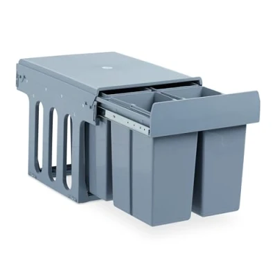 Imagen de Relaxdays Cubo de Basura empotrable, Sistema Reciclaje, Plástico, 4X 8L, 35 x 34 48 cm, Gris