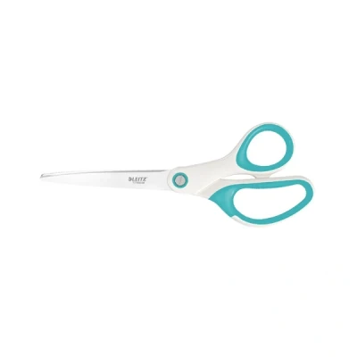 Imagen de Leitz WOW53192051 Tijeras de titanio, Para diestros y zurdos, Mango ergonómico, Largo 20,5 cm, Turquesa