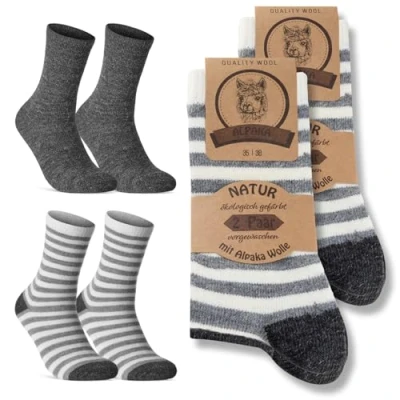 Imagen de 4 pares de calcetines alpaca para hombre y mujer, invierno cálidos lana, antracita, 35 38