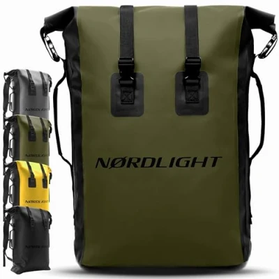 Imagen de Nordlight mochila impermeable Dry Bag 35l (Verde) Roll Top Backpack con correa de transporte acolchada, bicicleta, mensajero, senderismo, pesca