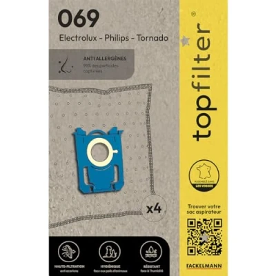 Imagen de Top Filter 64069 Bolsa para aspiradoras Philips/Electrolux/Tornado (material no tejido)