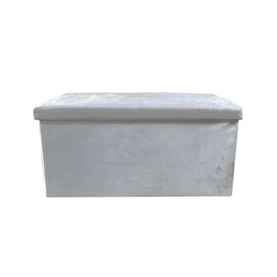 Imagen de Nyana Puff Ottoman Rectangular Terciopelo Plegable 76x38x38cm Home Gran Almacenaje Estilo Otomano Suave (Beige)