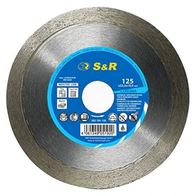 Imagen de S&amp;R Disco Tronzador Diamante 125 mm Gres Porcelánico, Azulejos, Granito Corte Contínuo Profesional