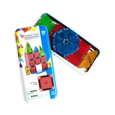 Imagen de MAGNA TILES microMAGS Juego de construcción magnética viaje 26 piezas, colores llamativos, la marca original